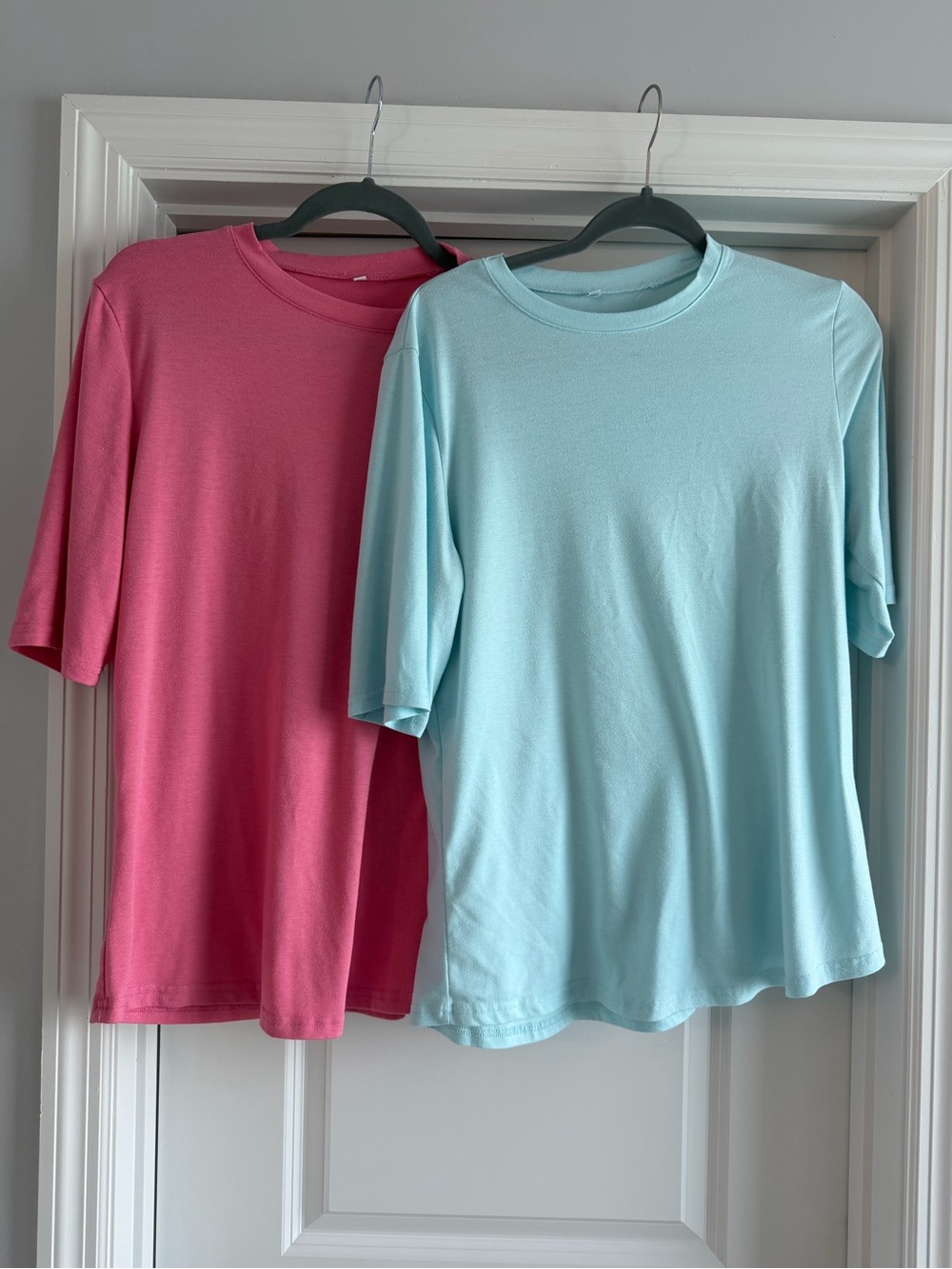 Women's Long Sleeve Tee - Pink and Light Blue